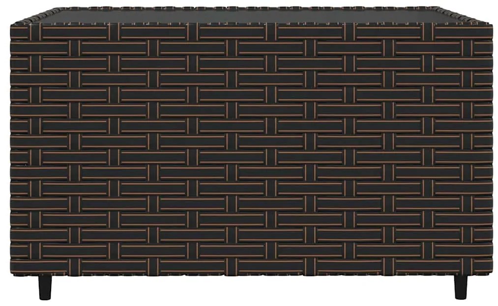 4 pcs conjunto lounge jardim c/ almofadões vime PE castanho