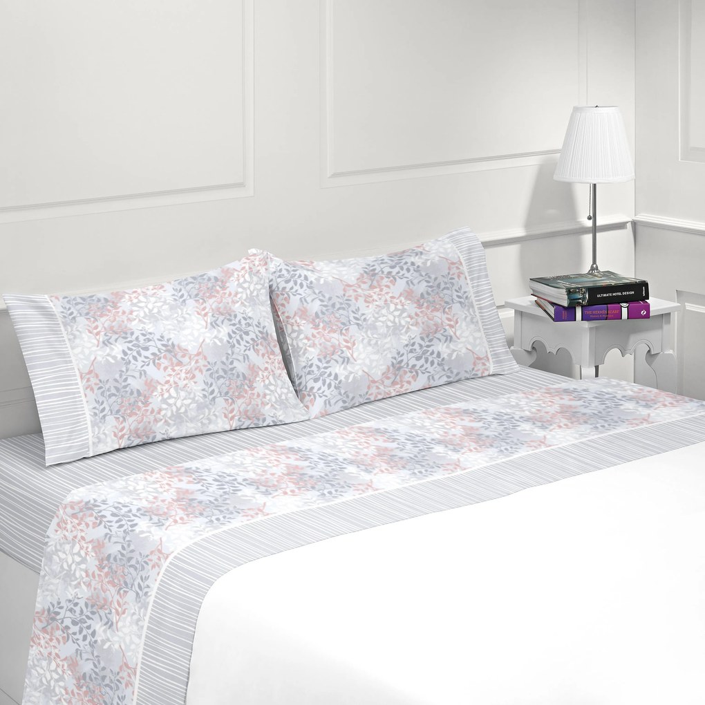 Jogo de lençóis 100% algodão - MADRID da Casa&Algodão: Cama 150cm - 1 sábana encimera 240 x 290 cm + 1 sábana bajera ajustable 150 x 200 + 30 cm + 2 fundas almohada 50x70 cm