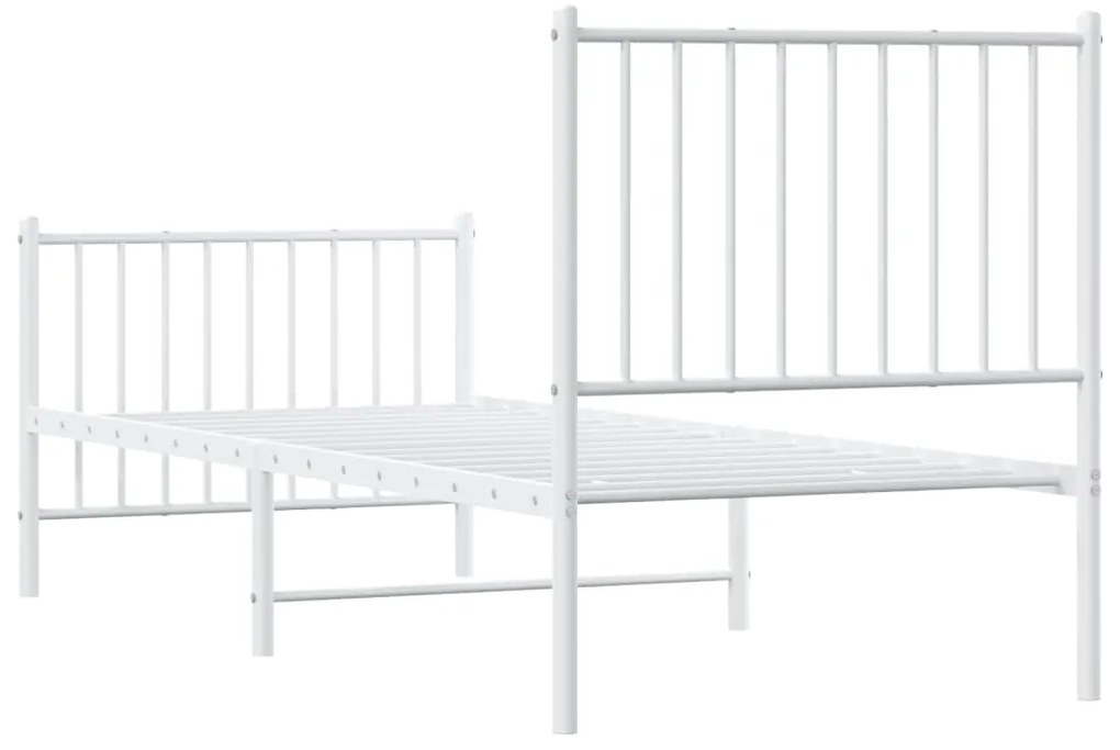 Estrutura de cama com cabeceira e pés 80x200 cm metal branco