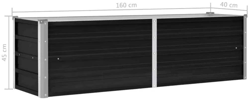 Canteiro elevado jardim aço galvanizado 160x40x45 cm antracite