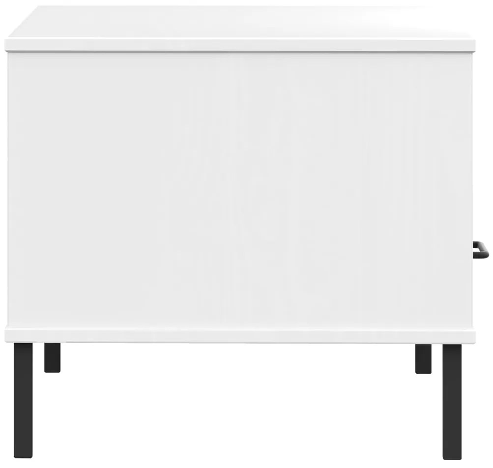 Mesa de centro com pernas de metal madeira maciça OSLO branco