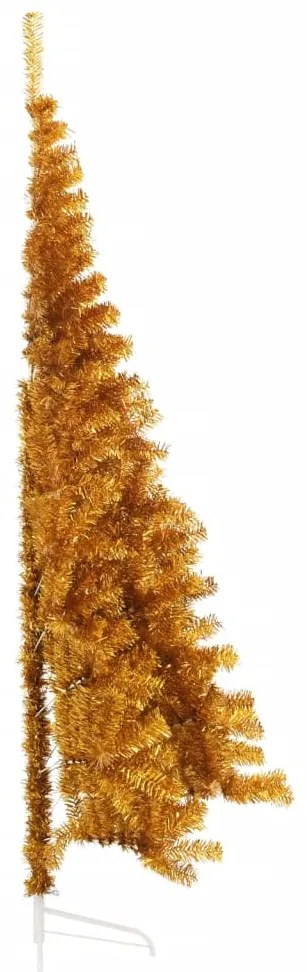 Meia árvore de Natal artificial com suporte 210 cm PET dourado