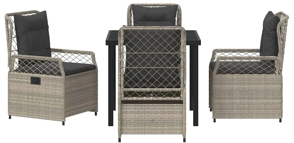 Conjunto de Jantar pra Jardim - 5 Peças Cinza Claro em Poly Rattan