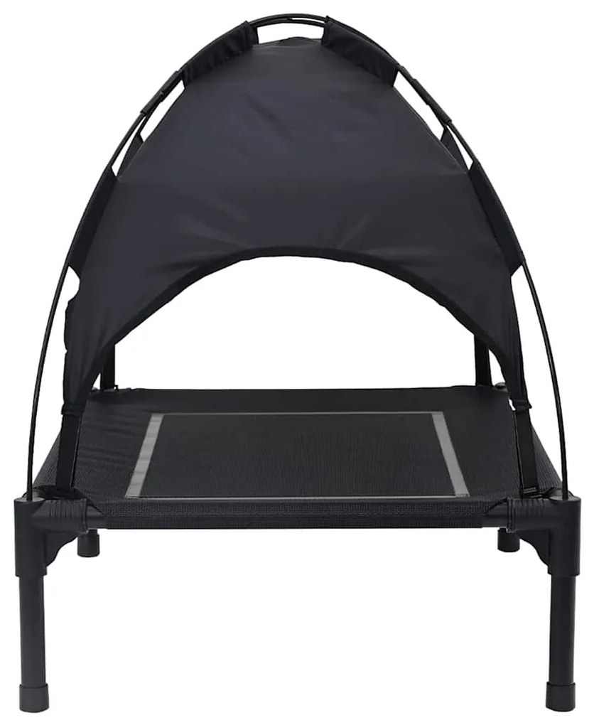 Cama Elevada para Cães com Telhado Removível Preto M Metal