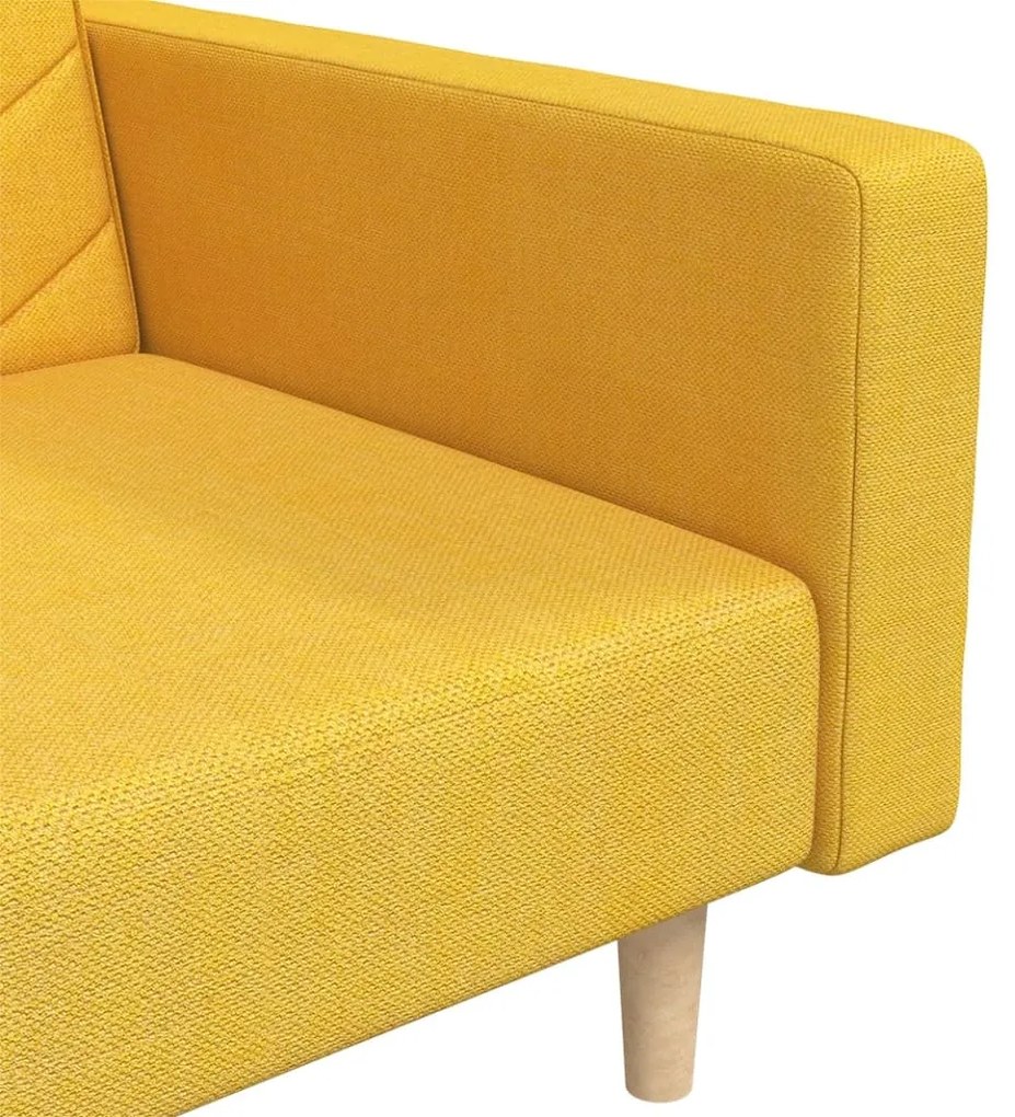 Sofá-cama 2 lugares com duas almofadas tecido amarelo