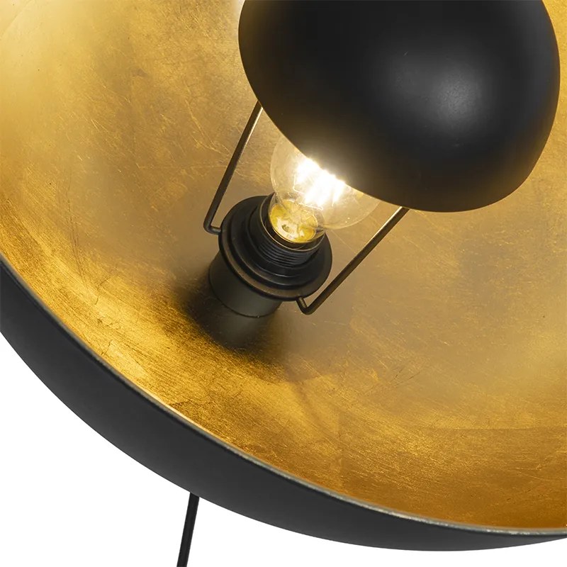 Candeeiro de pé preto com dourado 51 cm tripé ajustável - Magnax Industrial