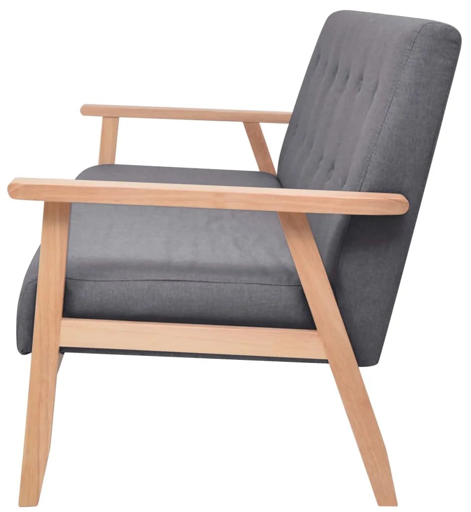 Conjunto de sofás 3 pcs tecido cinzento-escuro