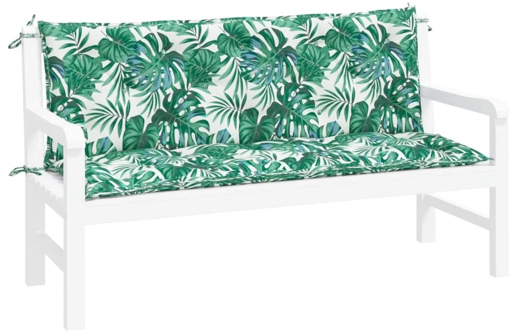 Almofadões banco jardim 2 pcs 150x50x7 cm oxford padrão folhas