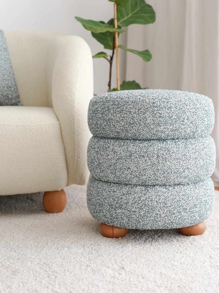 Pouffe Boumy – Azul Cinza – 42x44x42 cm