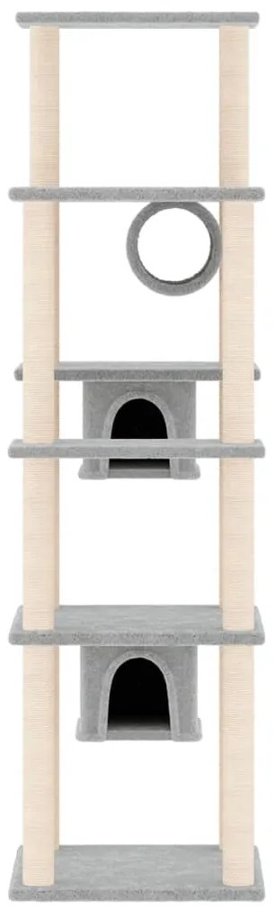 Árvore p/ gatos c/ postes arranhadores sisal 169 cm cinza-claro