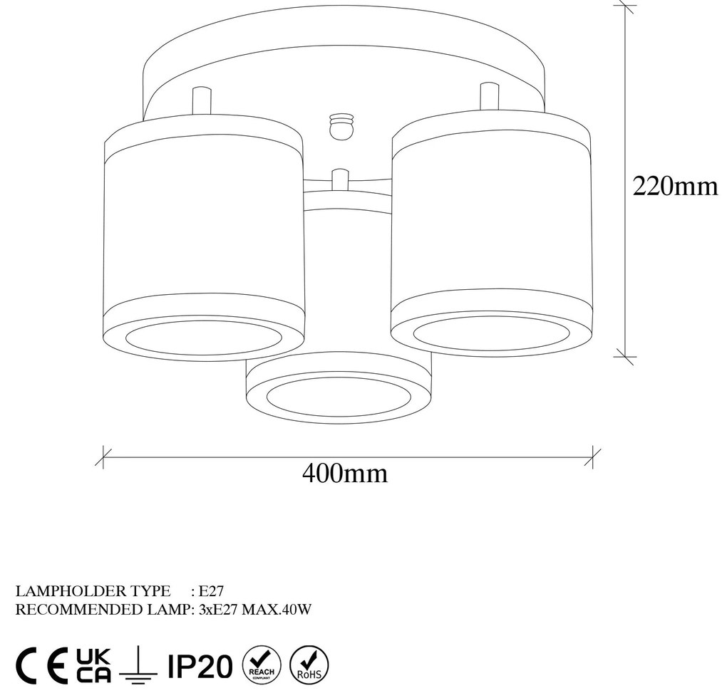 Candeeiro Chandelier Way – Vintage – 40 x 40 x 22 cm