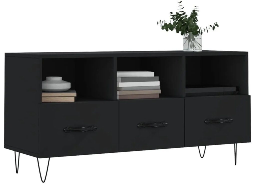 Móvel de TV 102x36x50 cm derivados de madeira preto