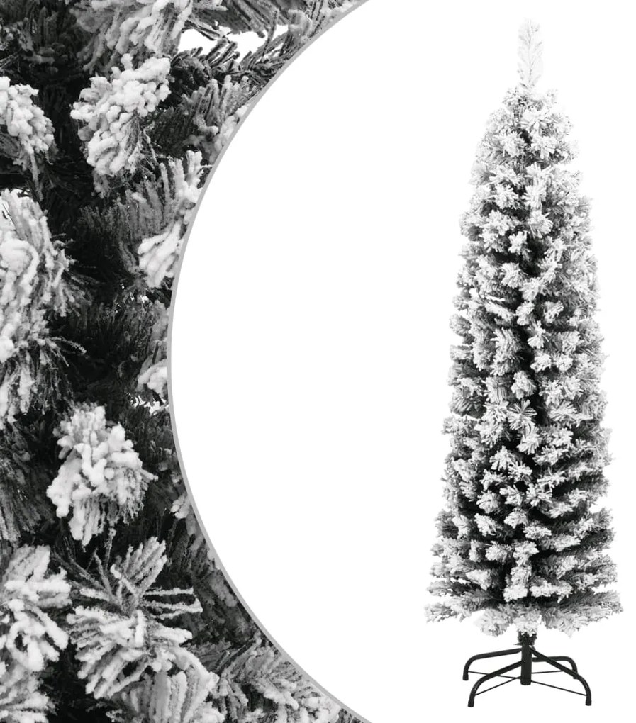 320953 vidaXL Árvore de Natal artificial fina com neve 150 cm PVC verde