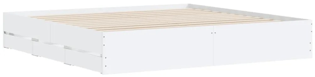 Estrutura de cama c/ gavetas 200x200cm derivados madeira branco