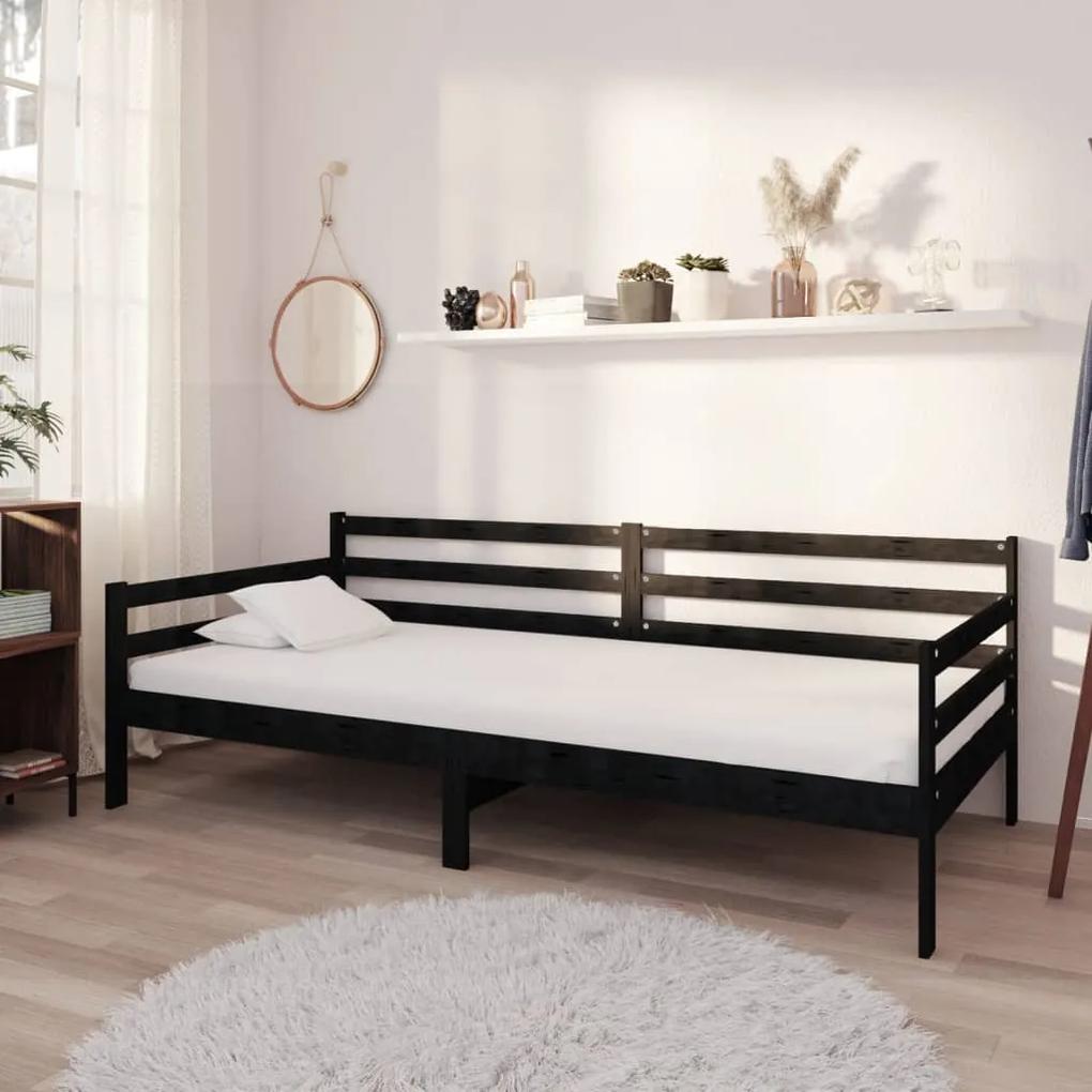 3083588 vidaXL Sofá-cama com colchão 90x200 cm pinho maciço preto