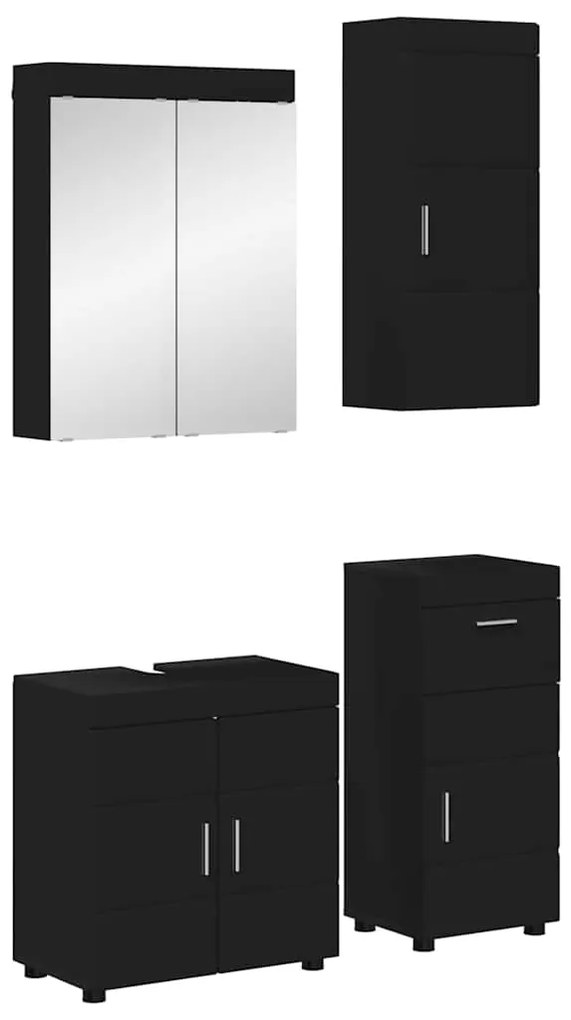 vidaXL Conjunto de Móveis para Banheiro TULUM Preto Madeira processada