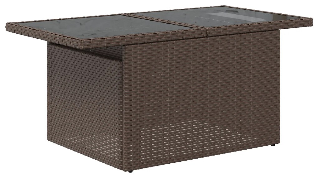 Conjunto de Sofá de Jardim de 8 Peças com Almofadas Castanho Vime Poli