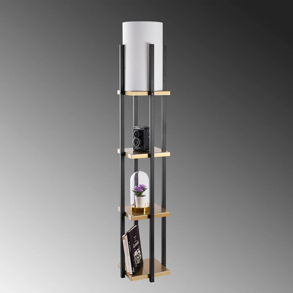 Candeeiro de Pé 7115 – Preto e Dourado – 25 x 25 x 130 cm