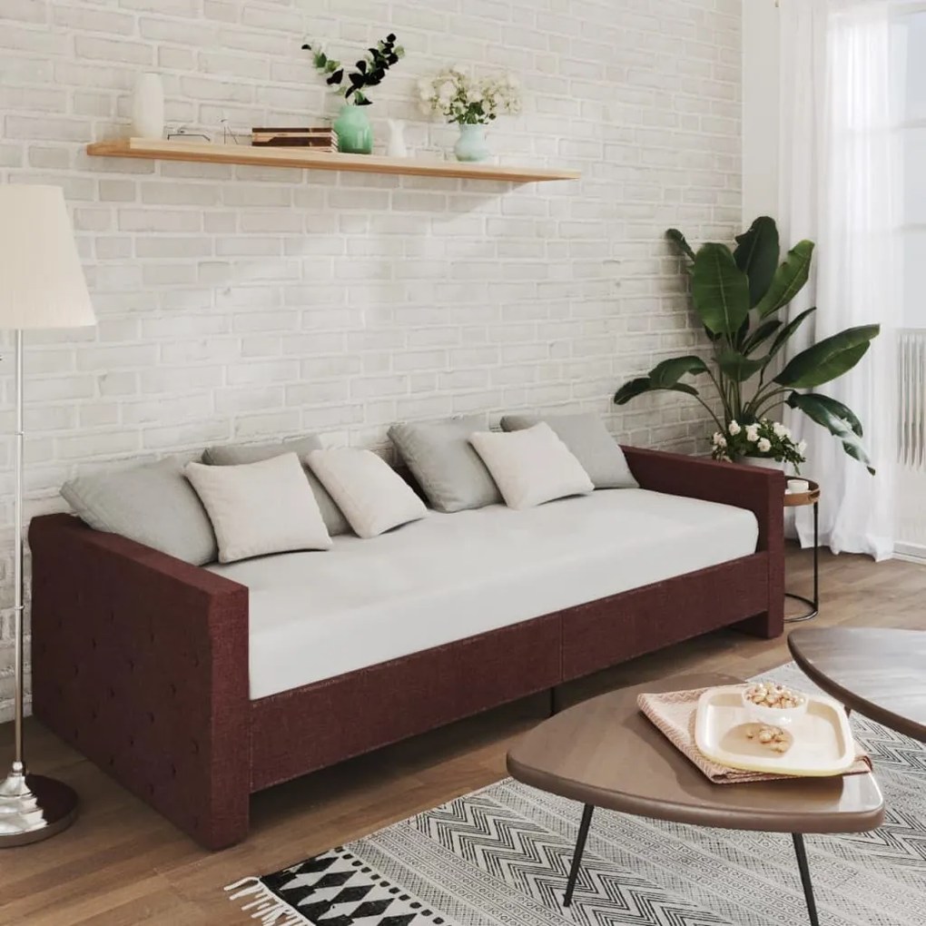 3080339 vidaXL Sofá-cama c/ colchão e saída USB 90x200 cm tecido roxo