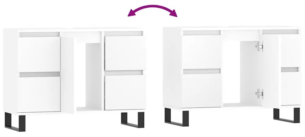 Armário de casa de banho 80x33x60 cm derivados madeira branco
