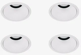 Pack De 4 Downlights Led Embutidos Com Molduras Redondas Ø8 Cm Para Exterior Em Alumínio Orelva Branco Cálido 2700k & Branco & 8 W & 23º - Sklum