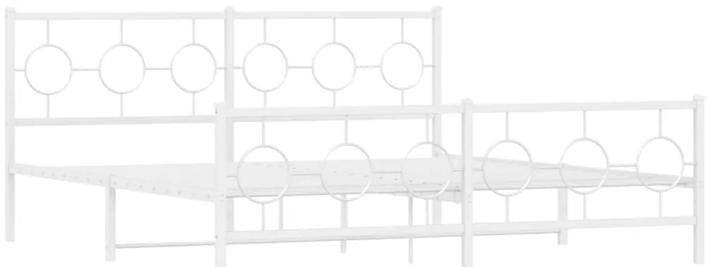 Estrutura de cama com cabeceira e pés 183x213 cm metal branco