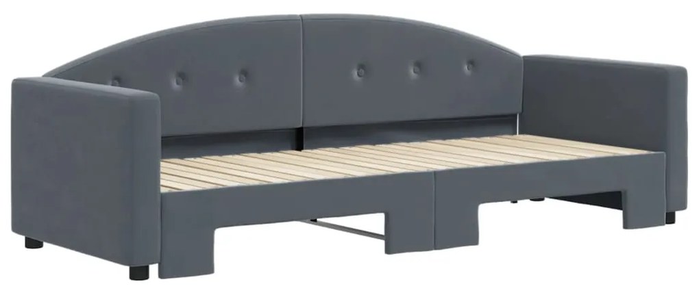 Sofá-cama com gavetão 80x200 cm veludo cinzento-escuro