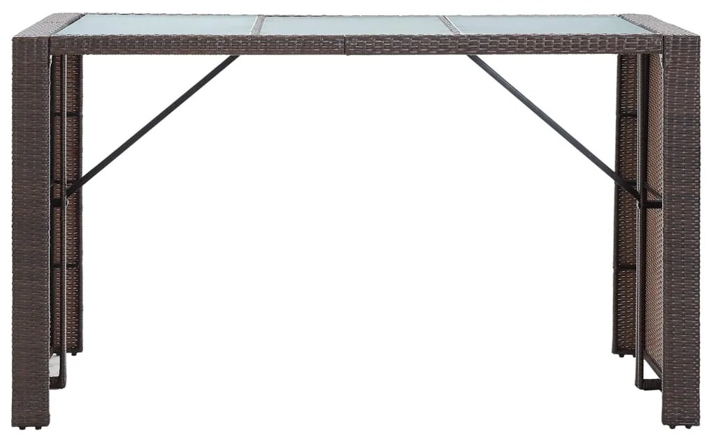 7 pcs conjunto bar para jardim c/ almofadões vime PE castanho