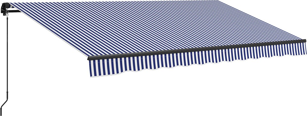 Outsunny Toldo solar para terraço, com manivela, resistente às intempéries, 400 cm x 300 cm, Azul + Branco | Aosom Portugal