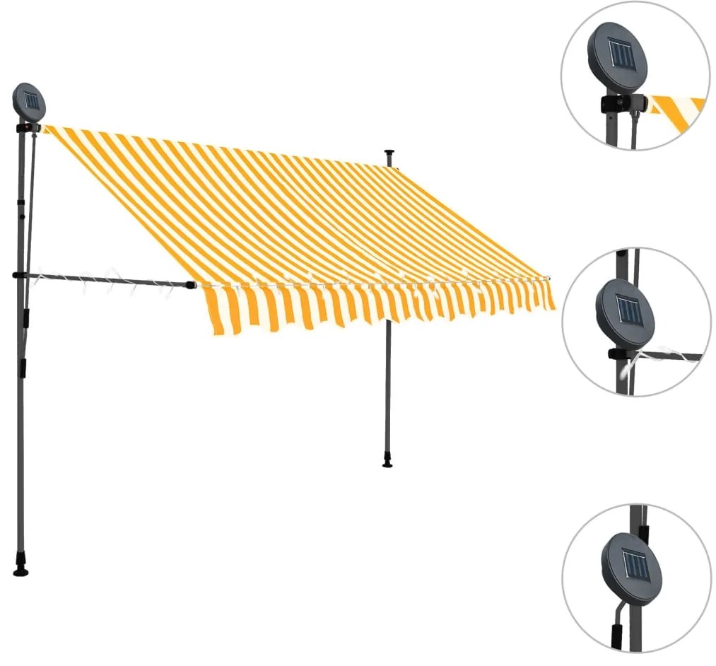 Toldo retrátil manual com LED 250 cm branco e laranja