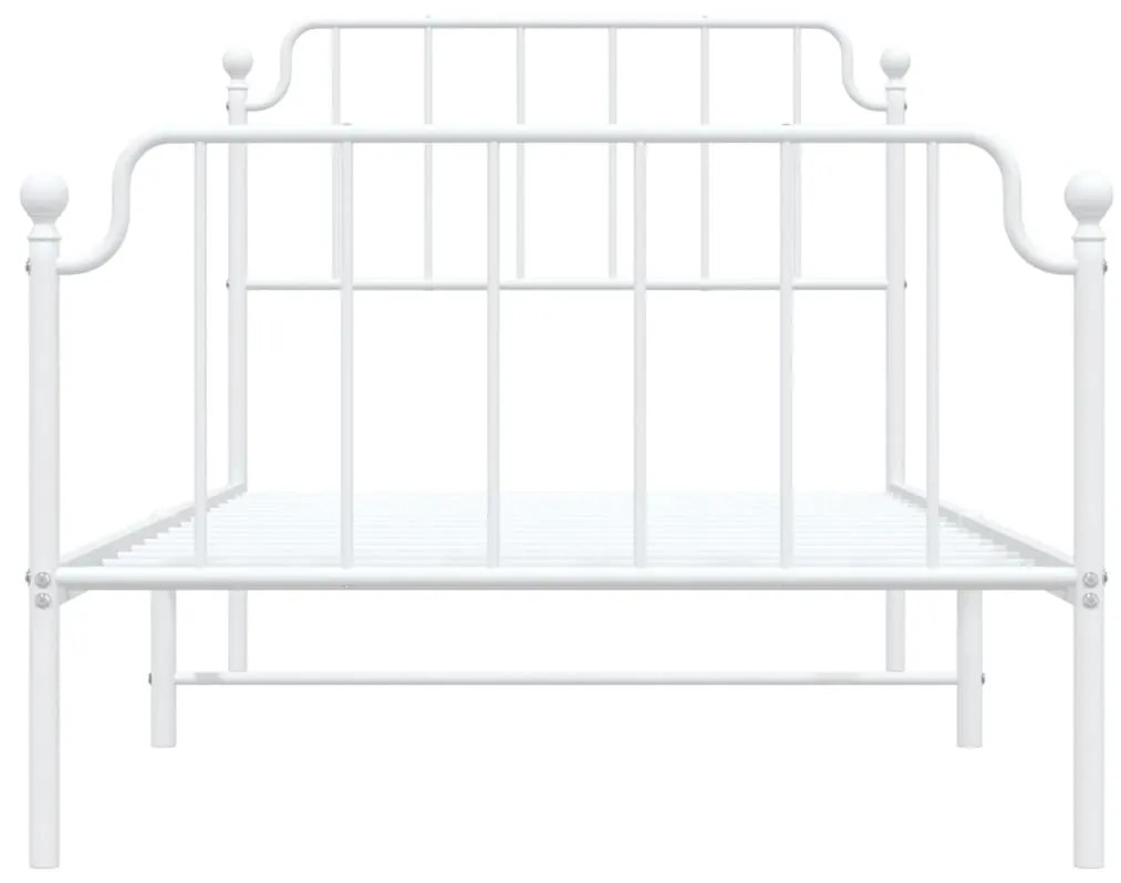 Estrutura de cama com cabeceira e pés 100x190 cm metal branco