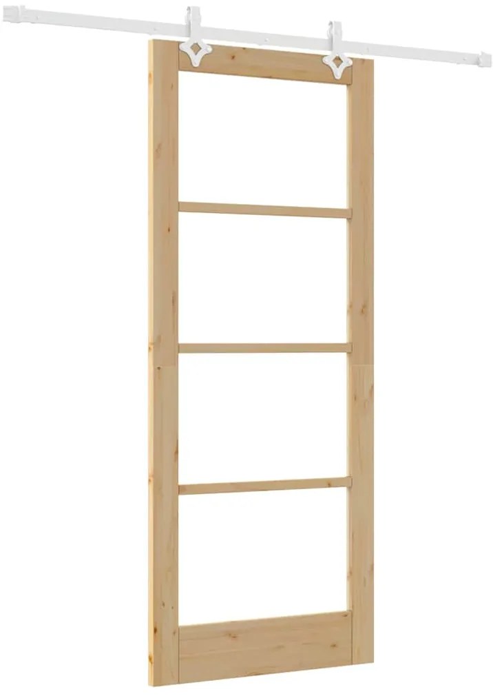 Conjunto de Porta Deslizante vidaXL com Hardware 83x202 cm Madeira Sól
