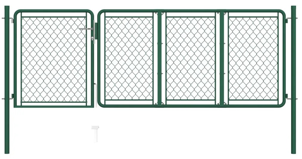 vidaXL Portão de jardim 100x350 cm aço verde