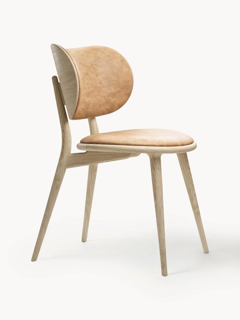 Leather Chair Rock with Wooden Legs, Handmade