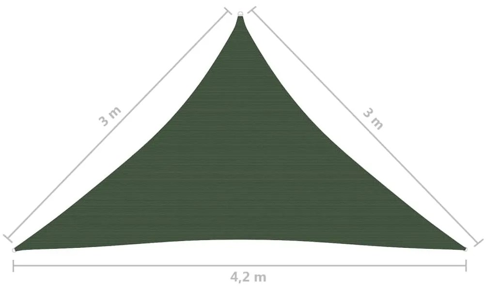 Para-sol estilo vela 160 g/m² 3x3x4,2 m PEAD verde-escuro