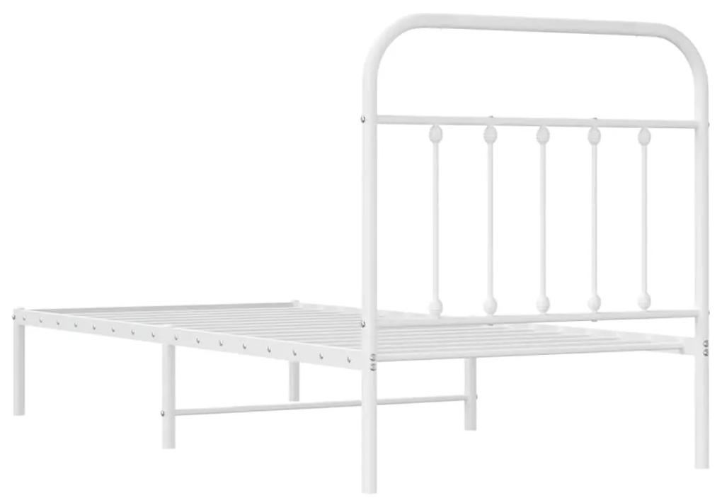 Estrutura de cama com cabeceira 90x190 cm metal branco