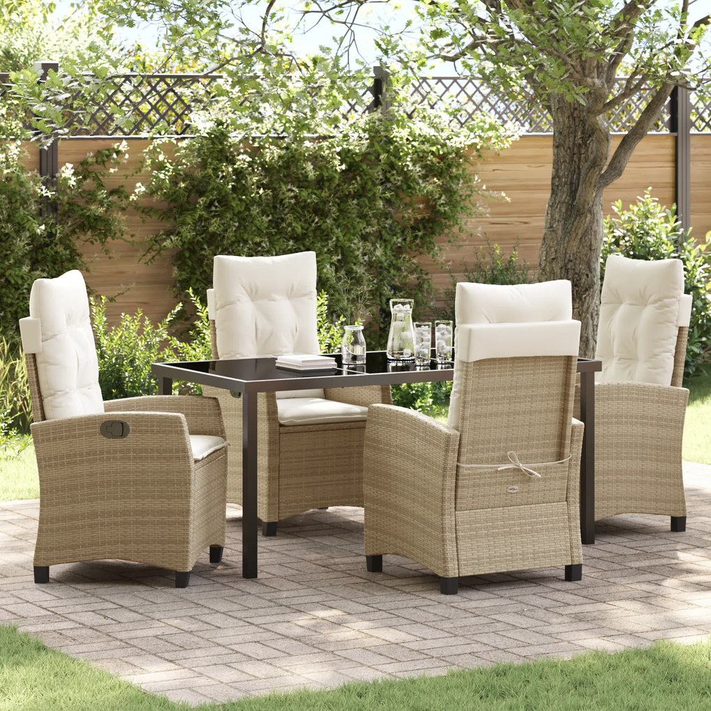 Conjunto de Jantar de Jardim de 5 Peças com Almofadas - Rattan Sintéti