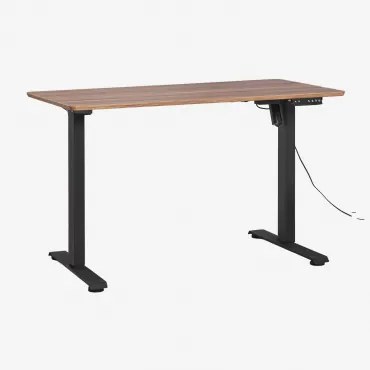 Escrivaninha Elevatória Elétrica Retangular Com Função De Memória Em Madeira E Ferro Serpi Castanho Nogal Oscuro & ↔︎ 120 Cm & Preto - Sklum
