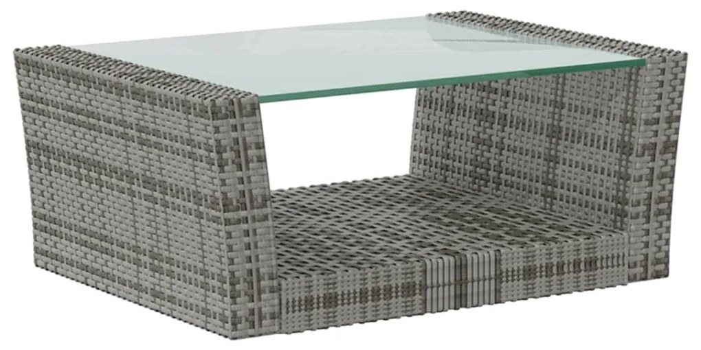 8 pcs conjunto lounge de jardim c/ almofadões vime PE cinzento