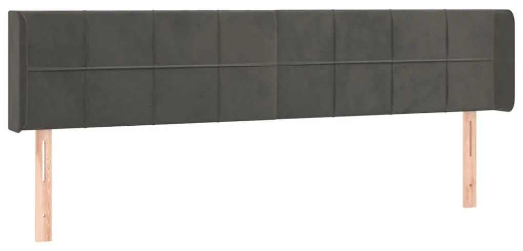 Cabeceira cama c/ luzes LED veludo 163x16x78/88cm cinza-escuro