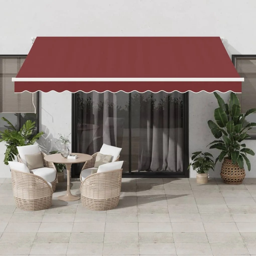 Toldo retrátil automático com luz LED 400x300 cm bordô