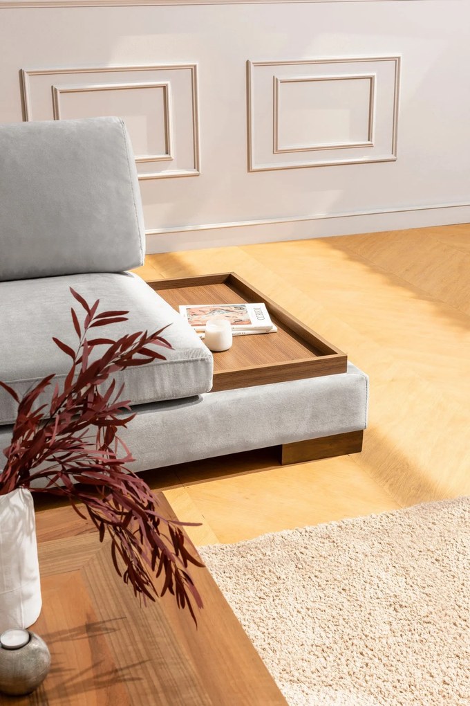 Sofá de Canto Tulip - Cinza Claro - 193 cm x 313 cm x 97 cm x 80 cm