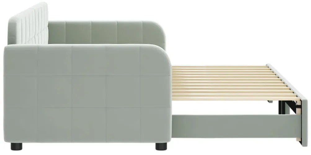 Sofá-cama com gavetão 80x200 cm veludo cinzento-claro