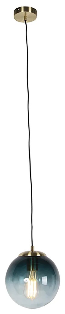 Candeeiro de suspensão inteligente latão com vidro azul oceano 20 cm incl. Wifi ST64 - Pallon