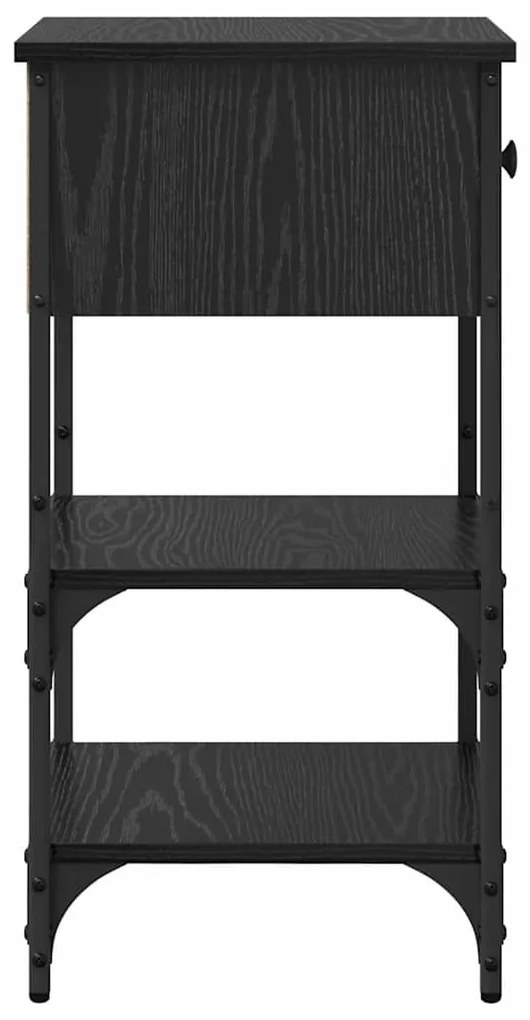 Mesas de Cabeceira 2 pcs Carvalho Preto 34x36x70 cm Madeira de Engenha