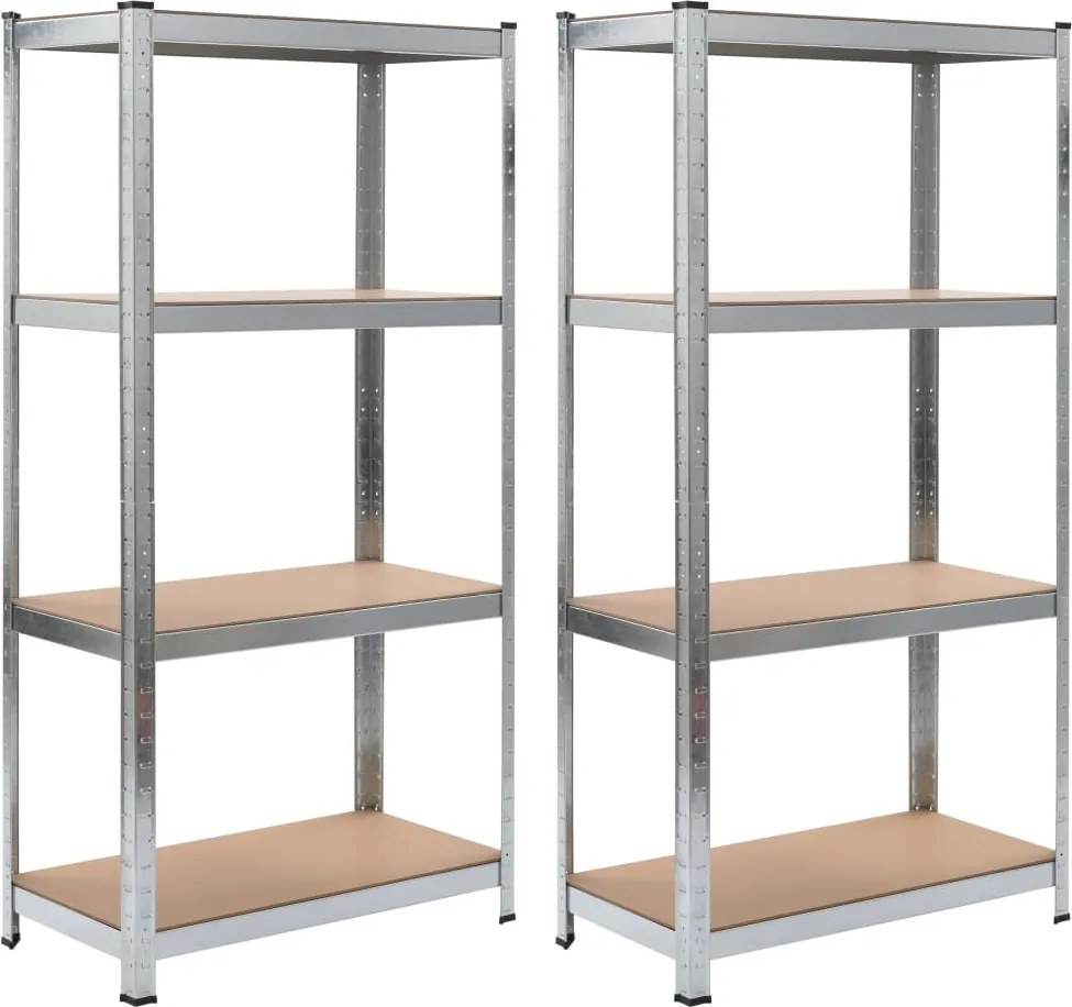 Estante 4 prateleiras 2 pcs derivados de madeira/aço prateado