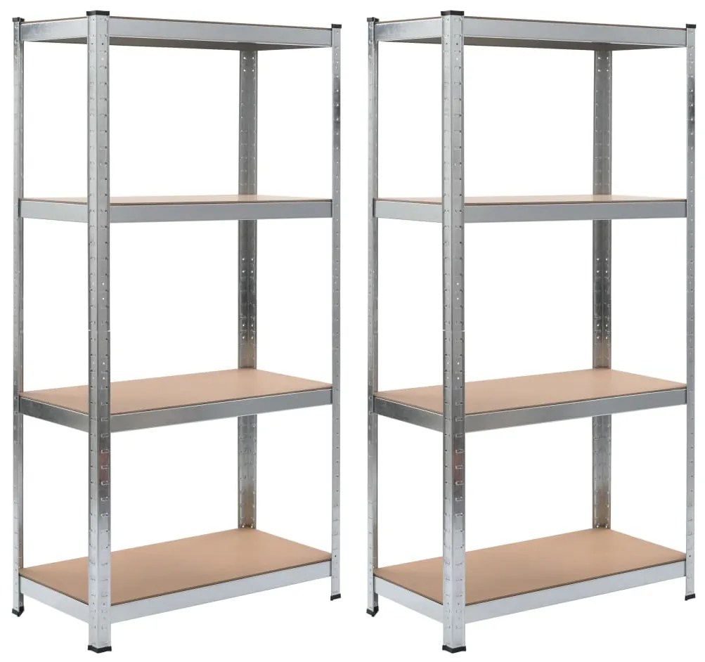 Prateleiras de arrumação 2 pcs prateado 80x40x160 cm aço e MDF