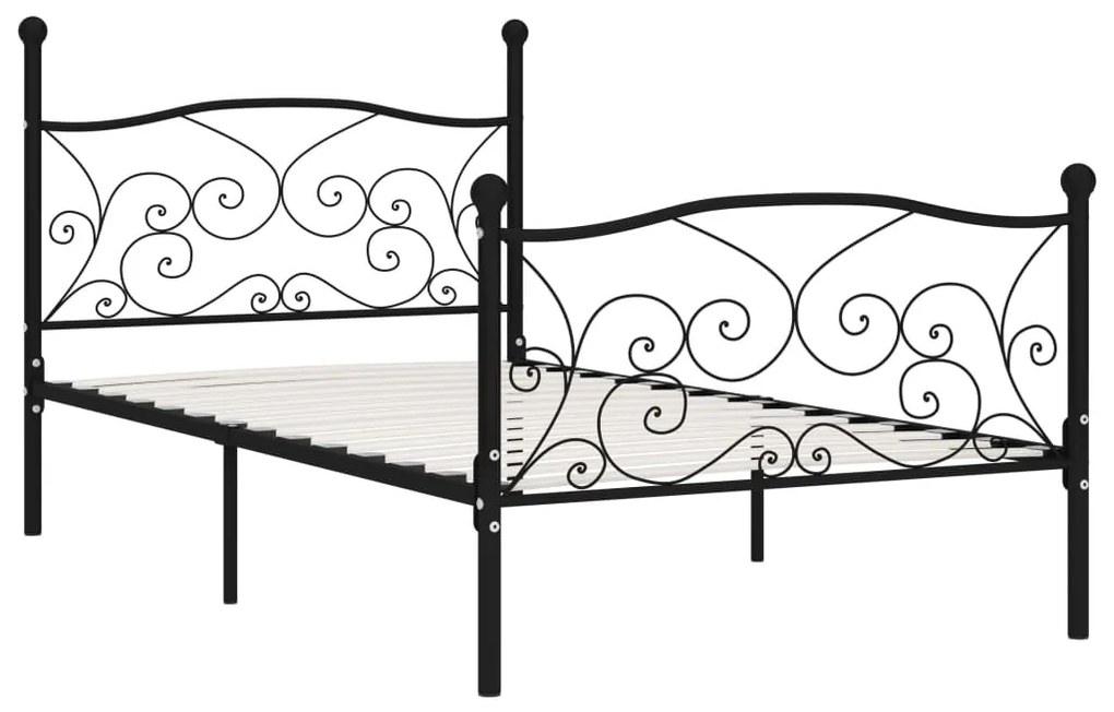 Estrutura de cama com estrado de ripas 100x200 cm metal preto