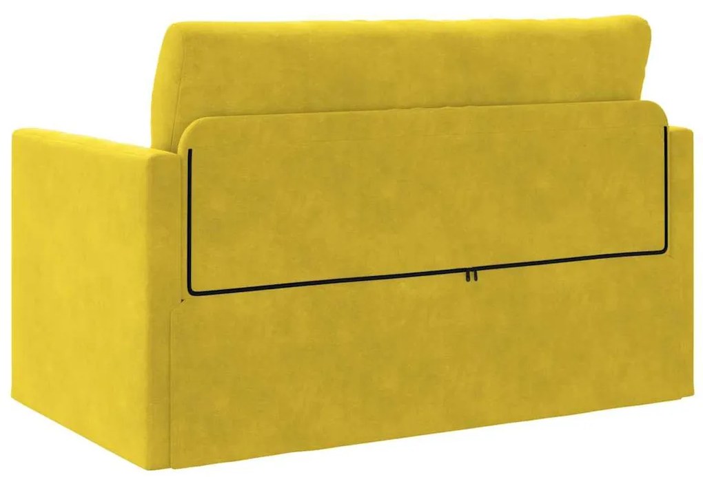 Sofá-Cama de Chão 2 em 1 Amarelo 124x204x61 cm Veludo