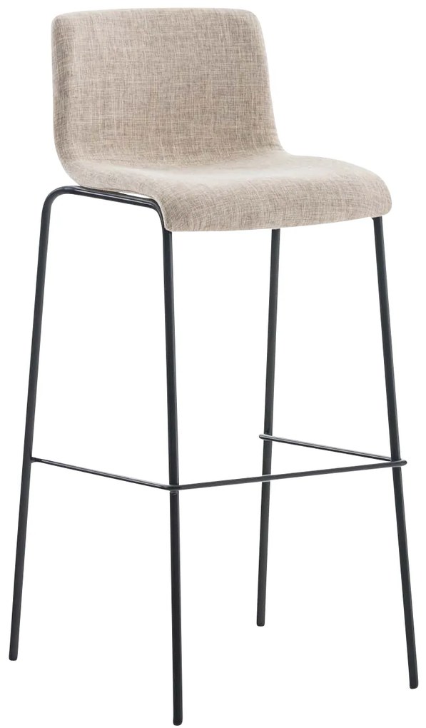 Conjunto de 2 bancos de bar Hoover em tecido e com estrutura preta 43 x 100 x 48 cm Creme